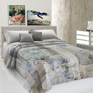 Copriletto di cotone stampa digitale mix fiori matrimoniale