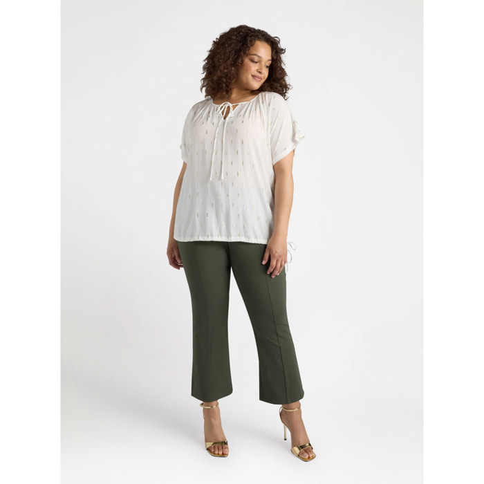 Fiorella Rubino - Blusa con cordones en tejido crepé - Blanco