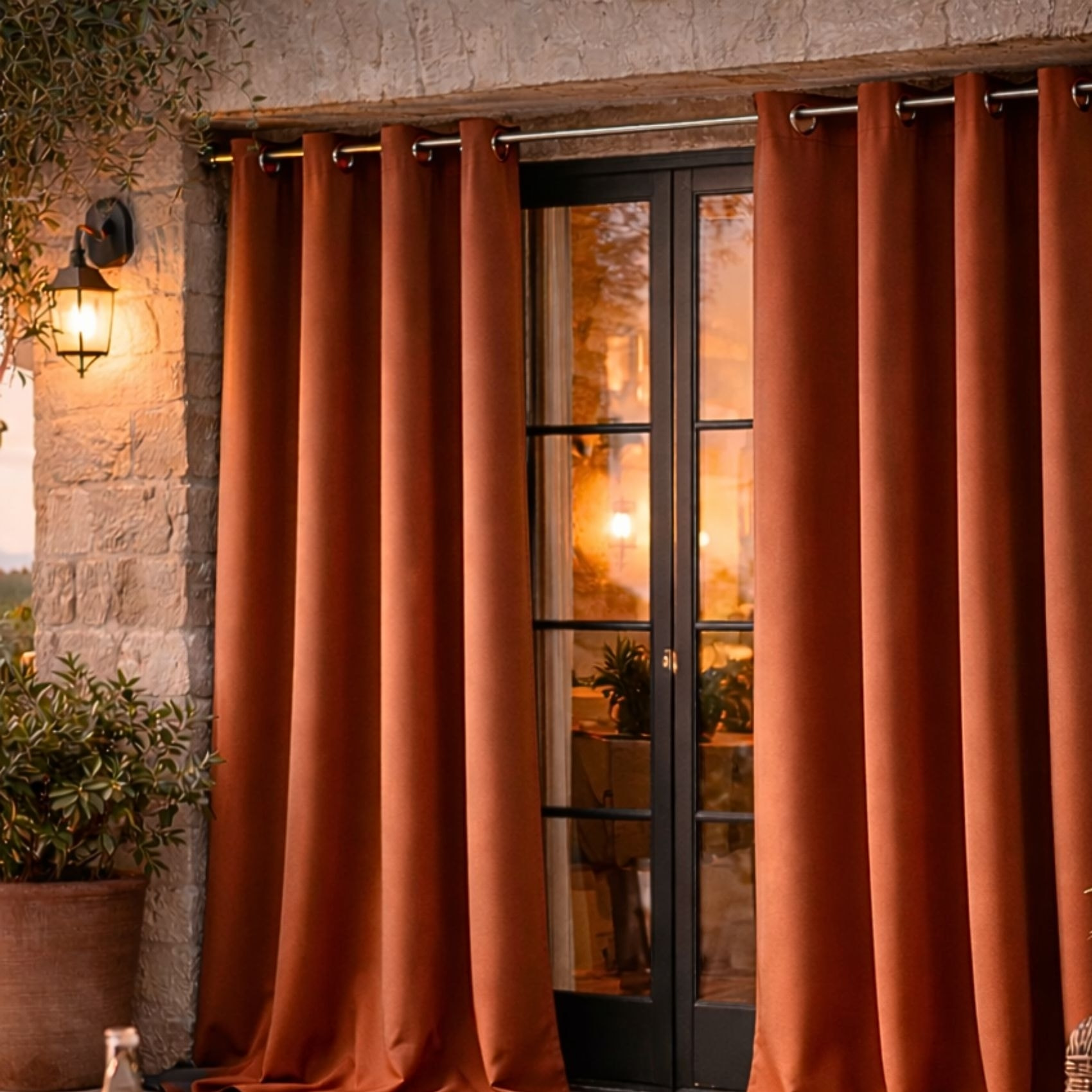 Rideau d'extérieur en tissu déperlant - Terracotta