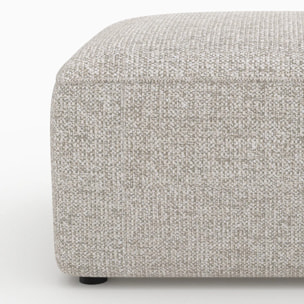 Pouf rectangulaire pour canapé modulable en tissu beige - Hestia