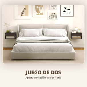 Juego de 2 Mesitas de Noche Flotantes, Mesillas de Noche con Cajón, Estante Abierto, para Dormitorio, Salón, 37x32x21 cm, Negro Brillo