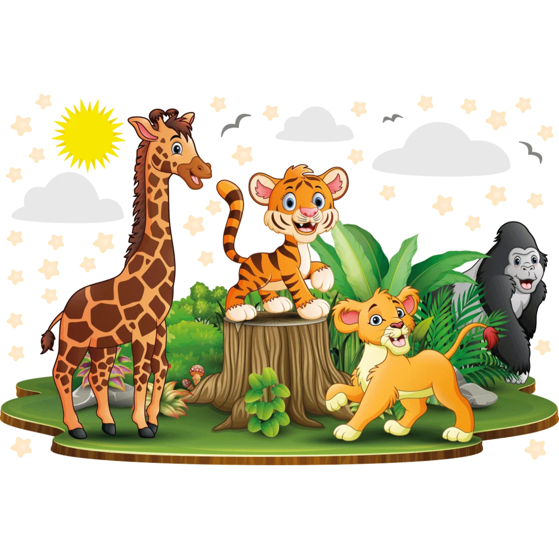 Sticker mural - Ambiance Sticker - ANIMAUX BÉBÉS D'AFRIQUE - 110x165cm