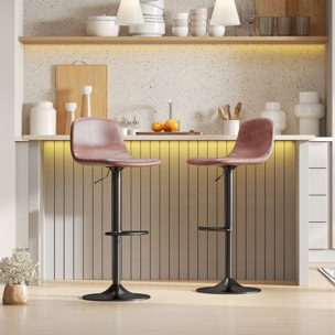 Juego de 2 Taburetes de Bar Taburetes Altos de Cocina Regulable en Altura 84-104 cm con Respaldo y Reposapiés Tapizado en PU Giratorio en 360° para Comedor Mostrador Marrón