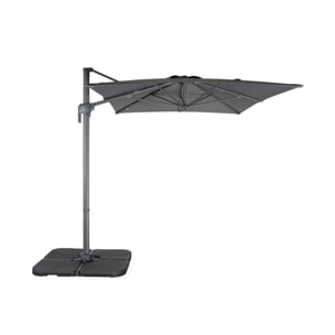 Parasol déporté rectangulaire 2x3m - Antibes - Gris - Parasol excentré inclinable. rabattable et rotatif à 360°.