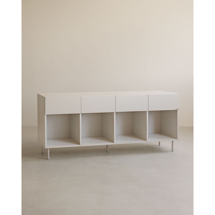 Buffet avec 4 tiroirs laqué en teinte sable de 176x40cm Hauteur: 75 Longueur: 176 Largeur: 40