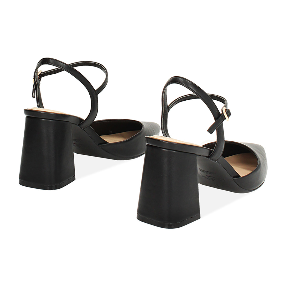 Décolleté slingback donna nere, tacco largo 8 cm