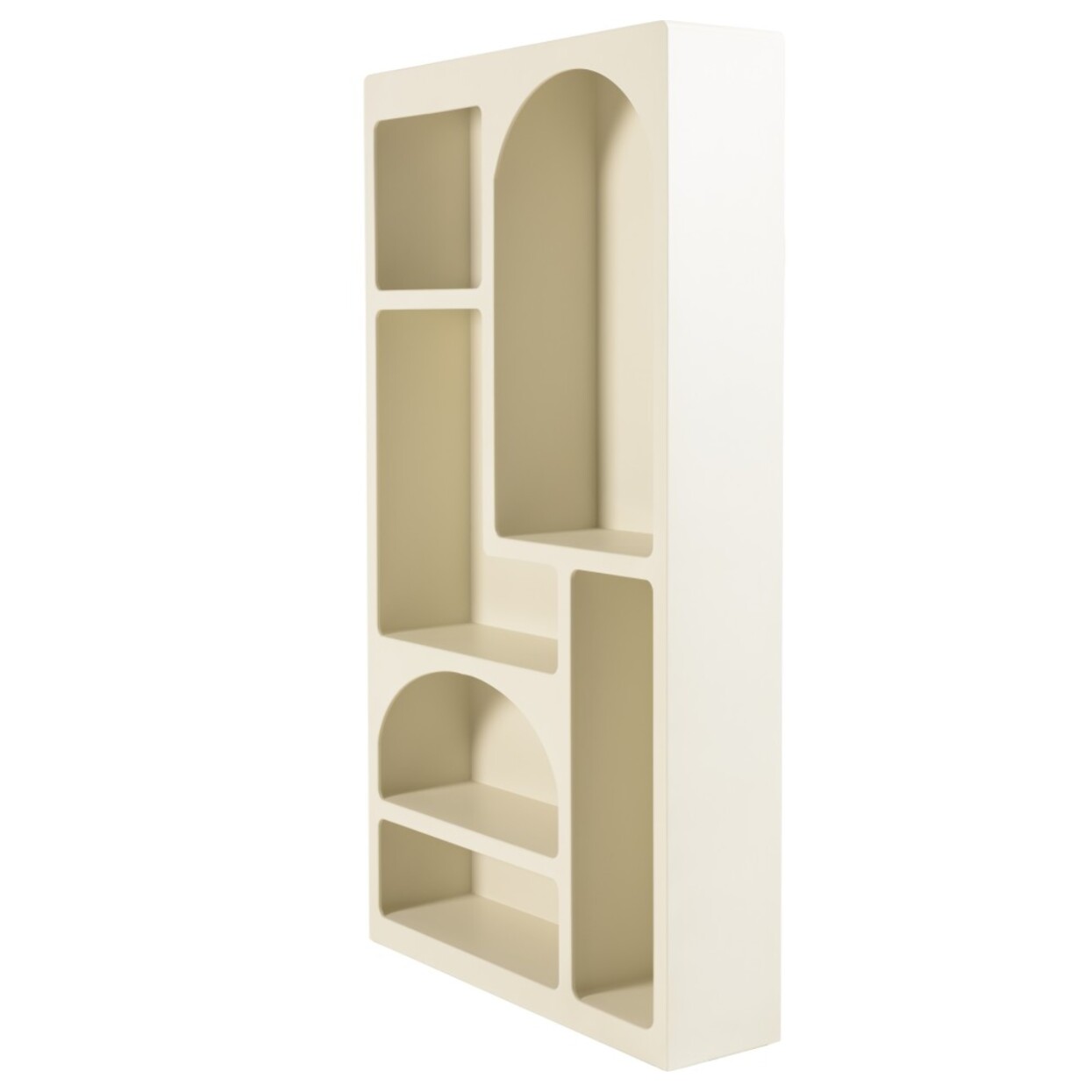 HELENA - Etagère 6 niches 100x26cm en bois peint couleur beige