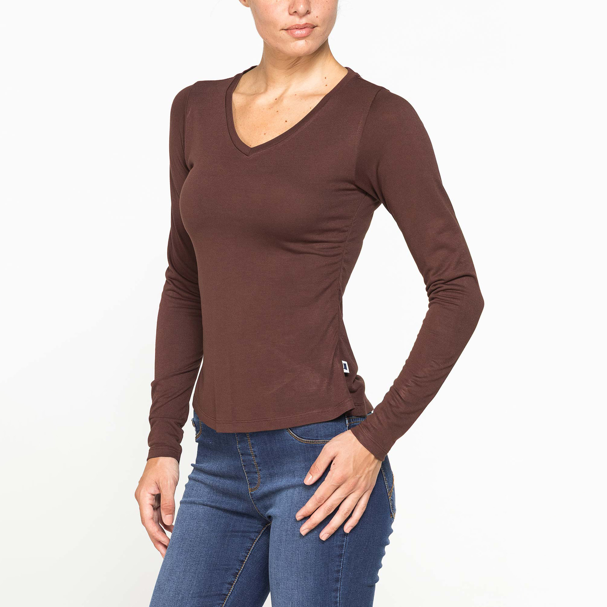 T-SHIRT SCOLLO A V MANICA LUNGA