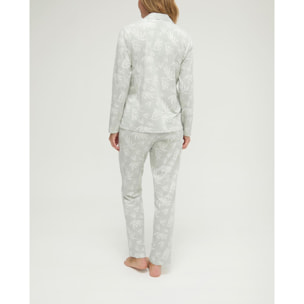 Pijama mujer abierto estampado hojas