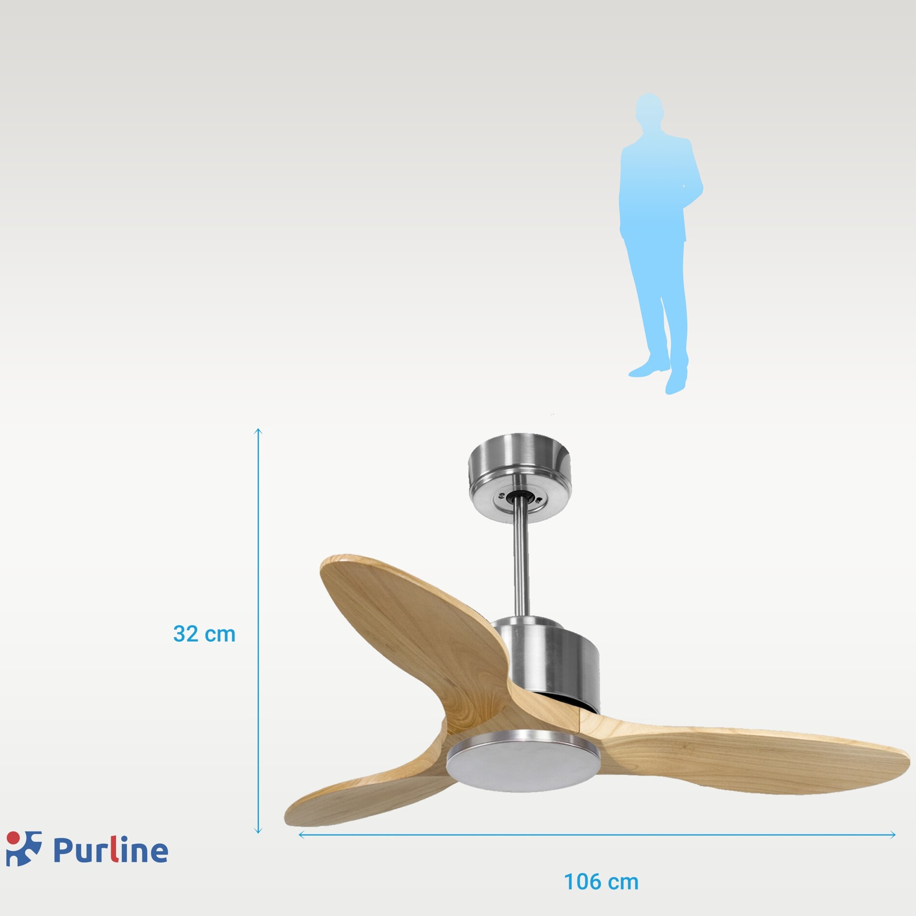 Ventilateur de plafond ø106 cm avec Wifi Réversible Hypersilence 40   W argent