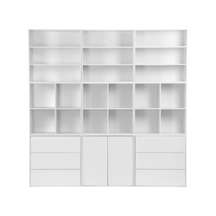 Kit étagère, bibliothèque modulable décor bois 9 éléments KOMPO
