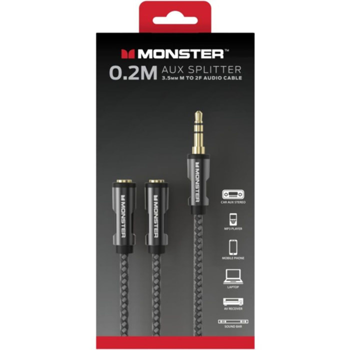 Câble Jack MONSTERCABLE REPARTITEUR JACK 3.5 MM M/2F 0.15M