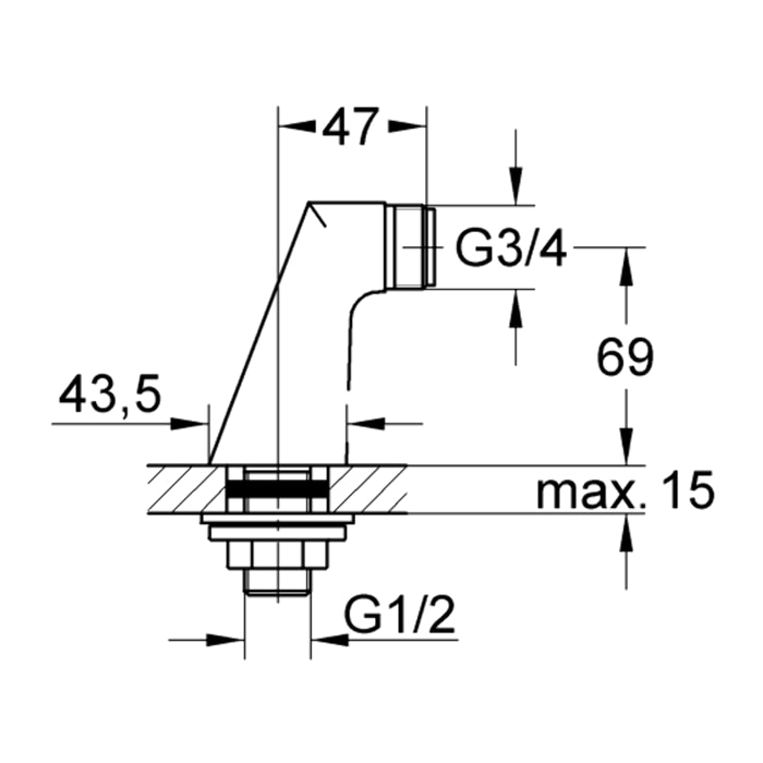 Raccord colonnette 1/2" pour robinet baignoire