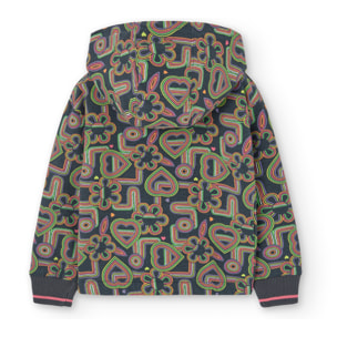 Chaqueta felpa estampada de niña -BCI