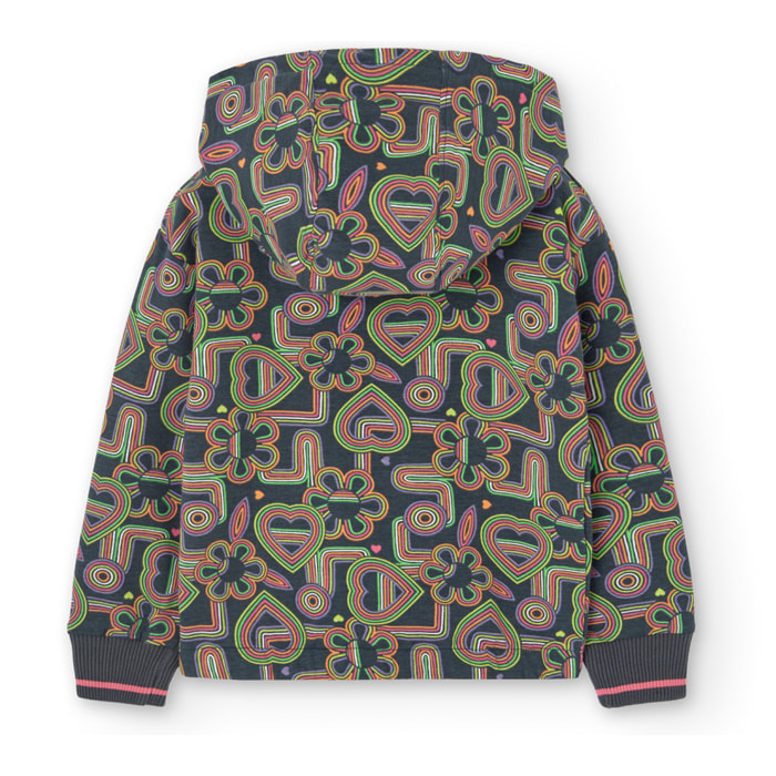 Chaqueta felpa estampada de niña -BCI