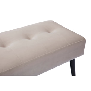 Banc design capitonné en tissu velours taupe et métal noir L96 cm GUESTA