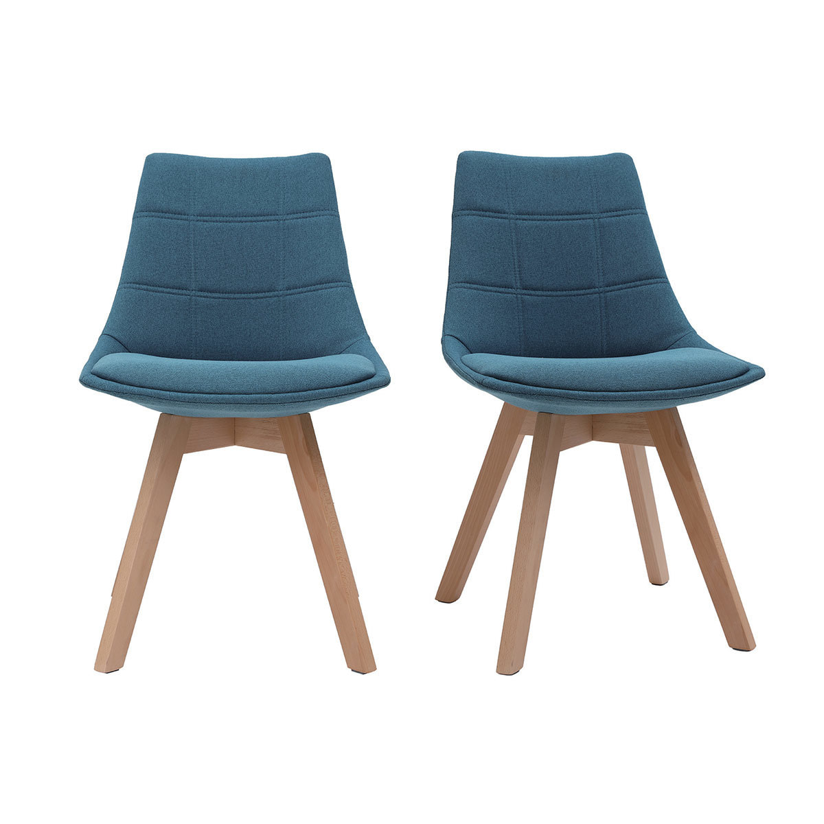 Chaises scandinaves en tissu bleu canard et bois clair (lot de 2) MATILDE