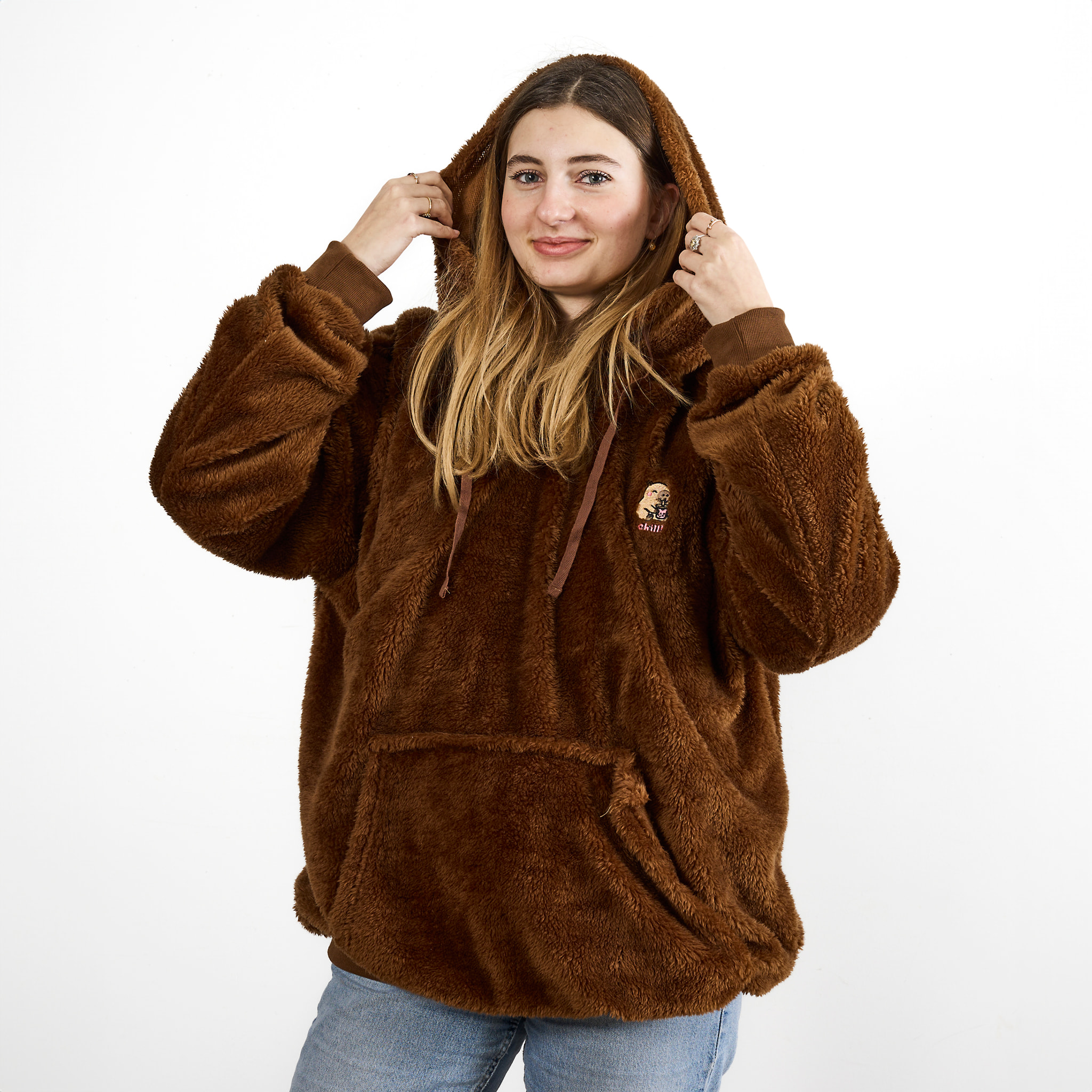 Sweat Plaid - THE CONCEPT FACTORY - Capuche - Sherpa - Marron