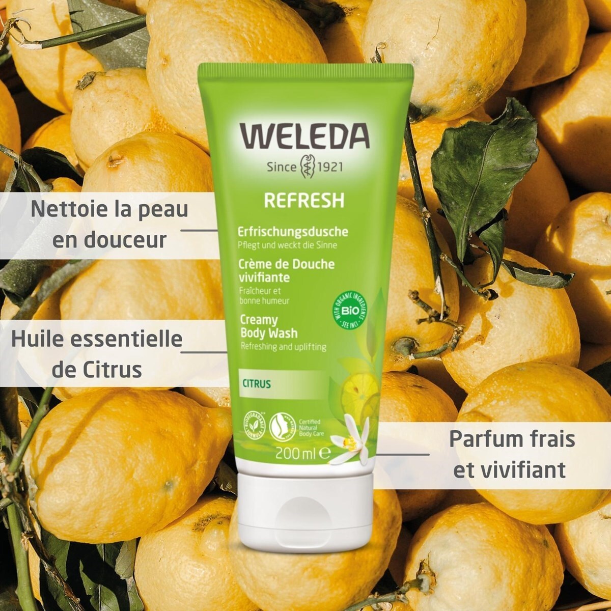 WELEDA - DUO rituel corps Huile et douche - Huile vivifiante au citrus + Refresh Crème de douche vivifiante au citrus -Vegan* -Natrue**- 100ml -200 ml