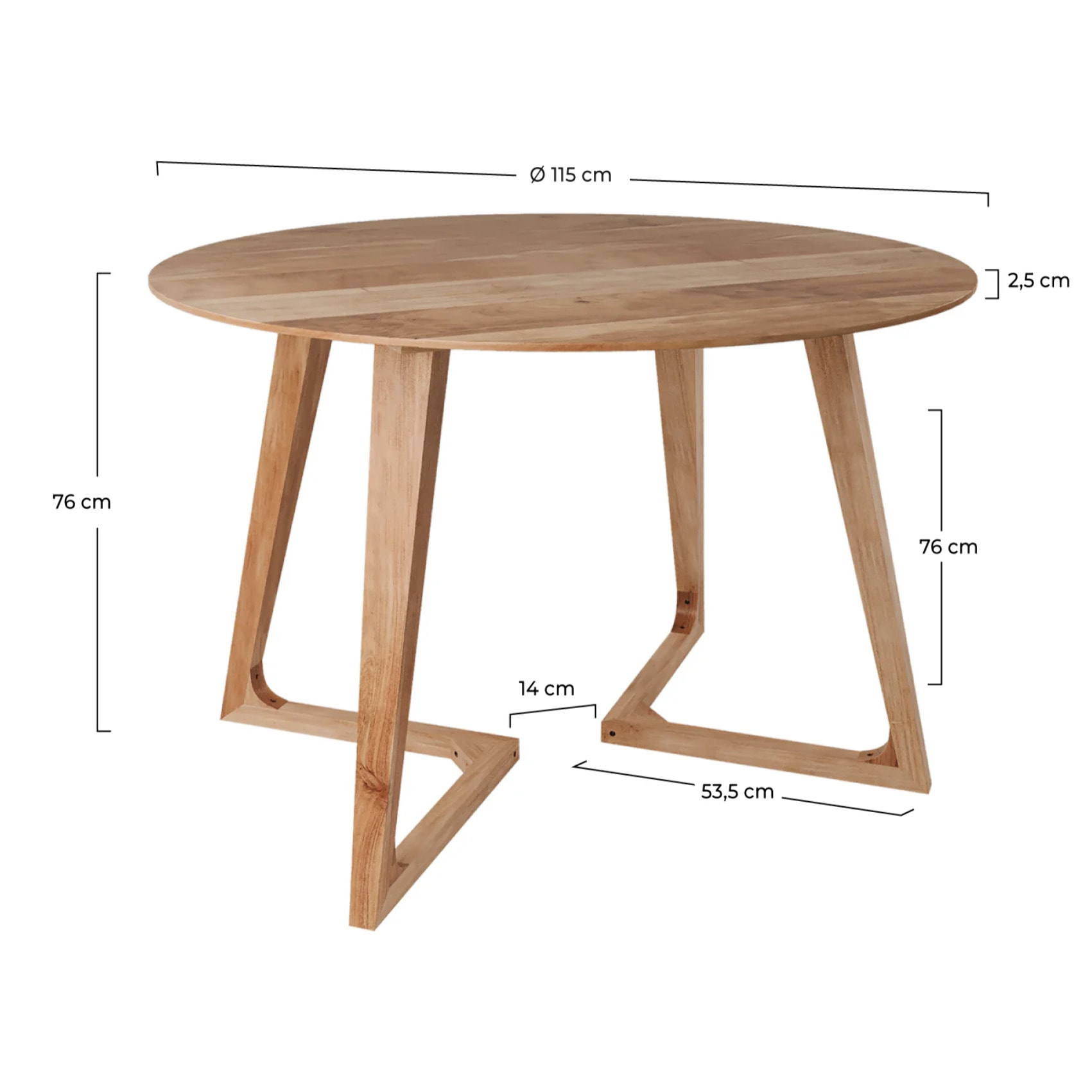 Table ronde 4 personnes en bois d'acacia D115 cm - Iguana
