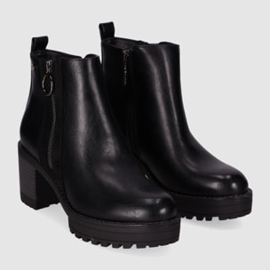 Botines de Piel Sintética - Negro - Tacón: 6 cm