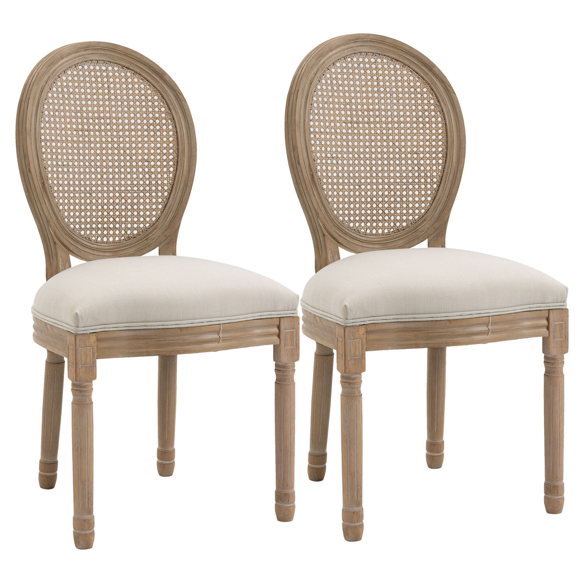 Lot de 2 chaises médaillon – Style Louis XVI – Dossier cannage