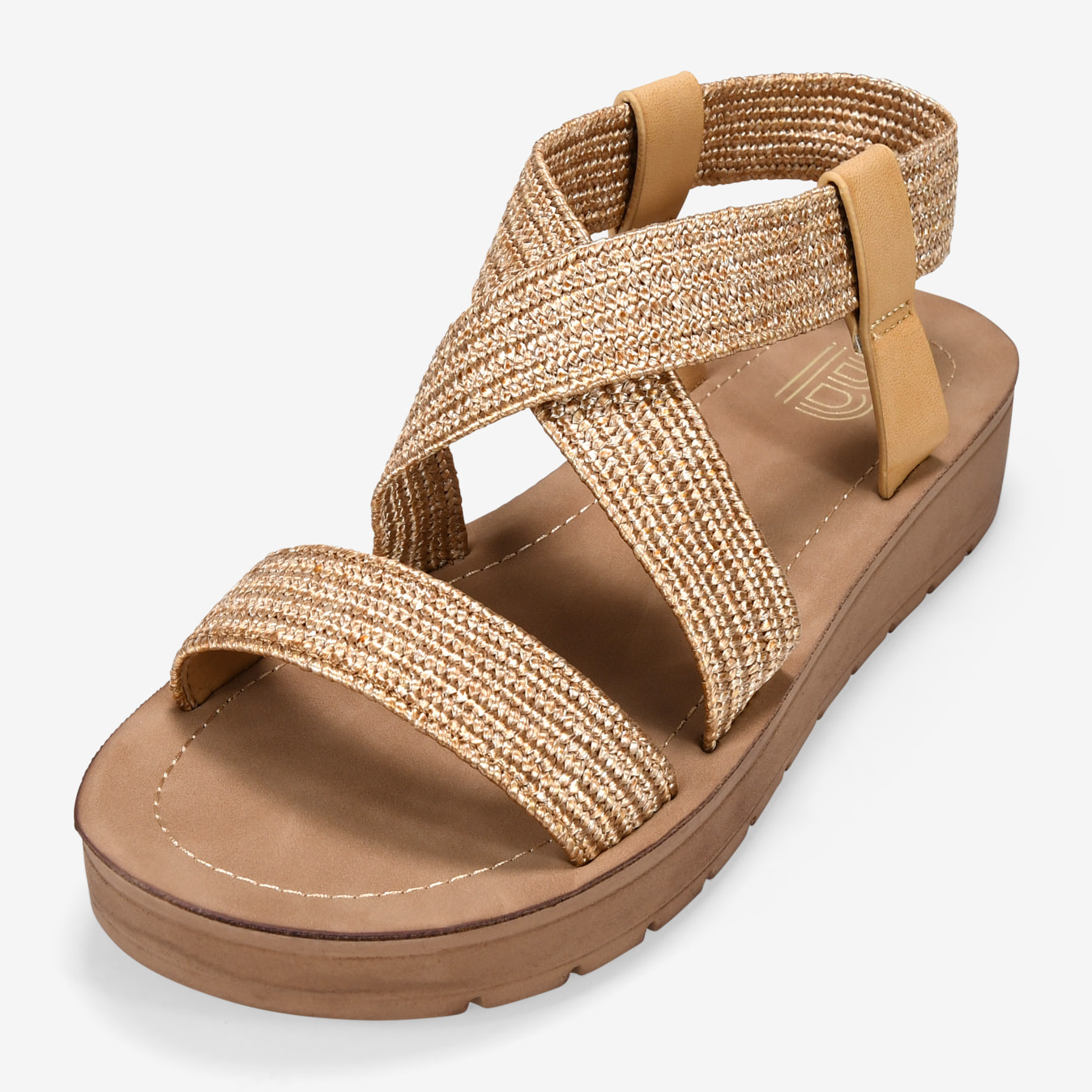 Sandalias cuña beige en rafia