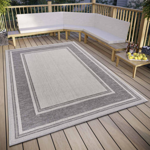 Tapis exterieur, motif géométrique kilim, structure résistante, bil