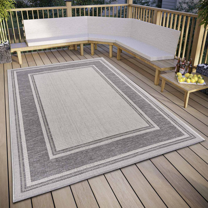 Tapis exterieur, motif géométrique kilim, structure résistante, bil