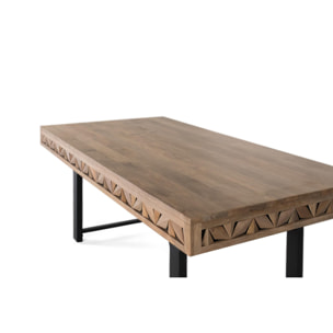 Mesas de Comedor de Madera de Mango 200 Cm Estilo Contemporáneo Geométrico