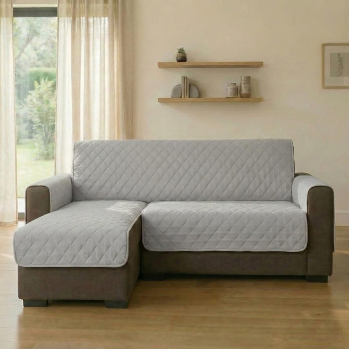 Copridivano 3 posti con penisola impermeabile e antimacchia, telo protettivo con braccioli adattabile a penisola destra e sinistra, vestibilità pratica e ampia copertura, protegge da liquidi e sporco, facile da lavare, ideale per uso quotidiano