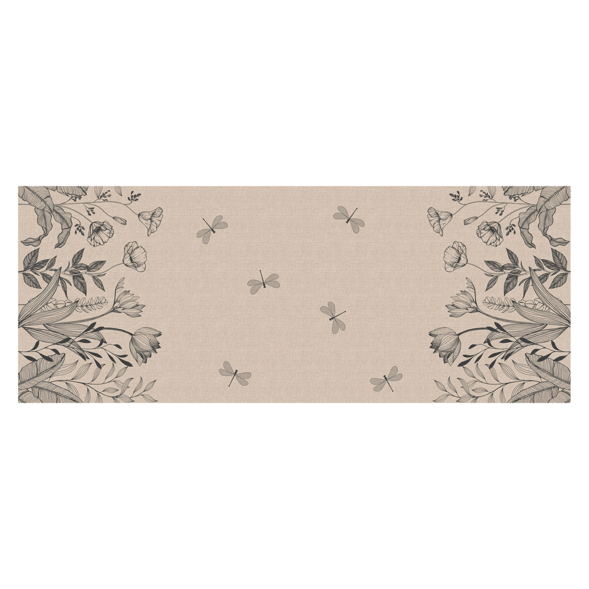 Toile cirée  - Effet textile fleuri - Beige