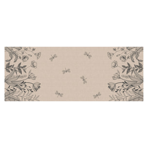 Toile cirée  - Effet textile fleuri - Beige
