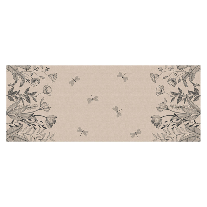 Toile cirée  - Effet textile fleuri - Beige