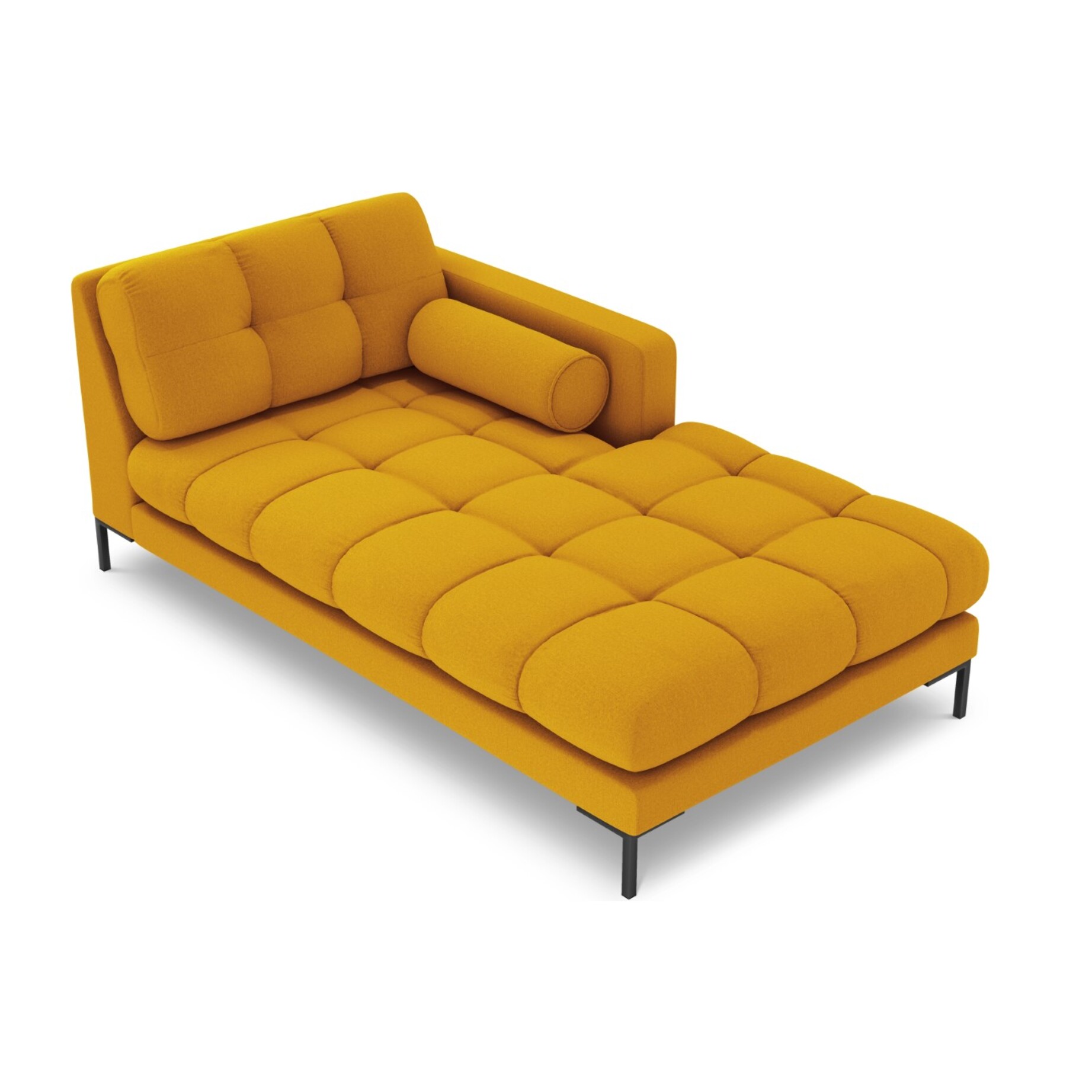Méridienne droite "Bali" en tissu structurel jaune