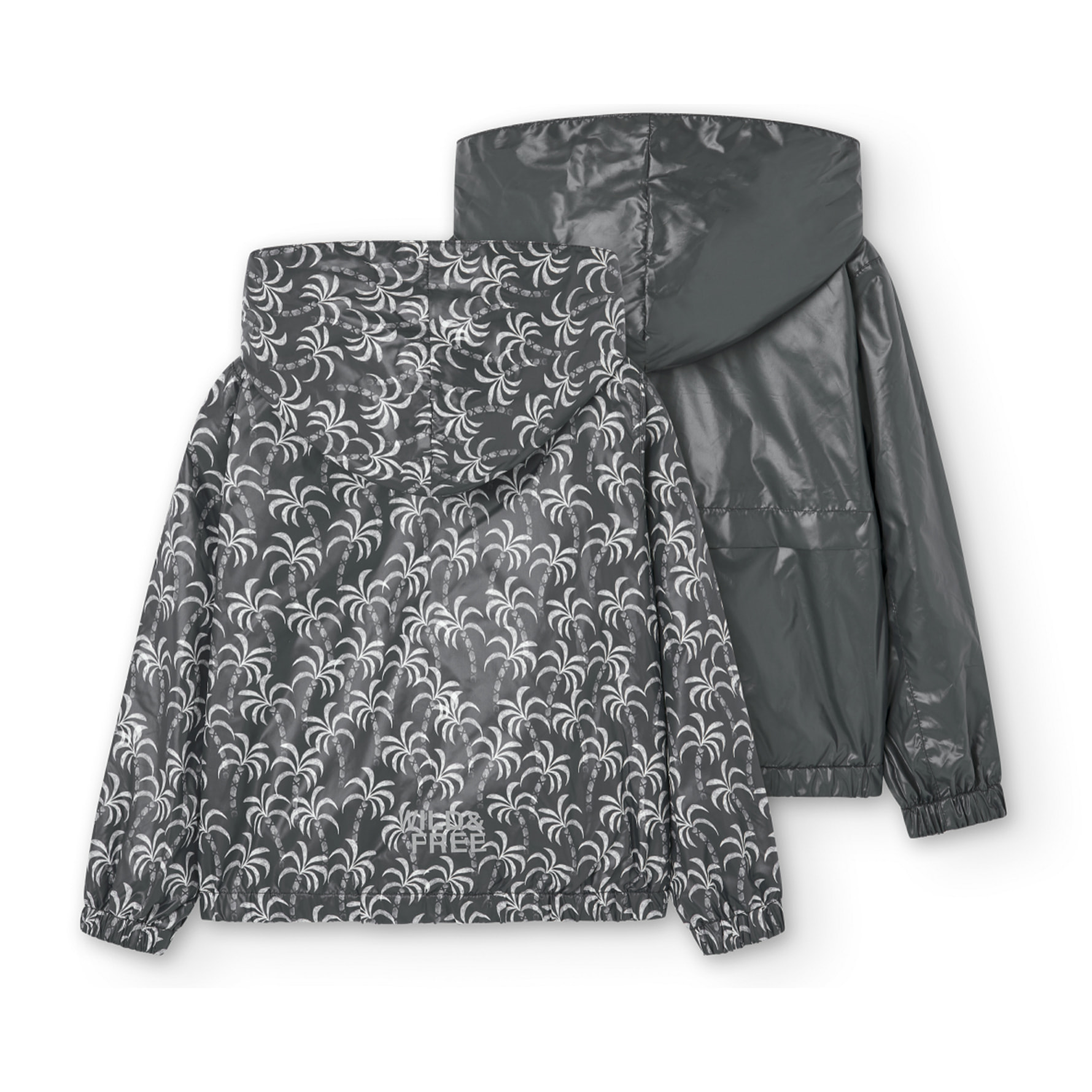 Parka reversible niÃ±o, estampado gris oscuro, capucha