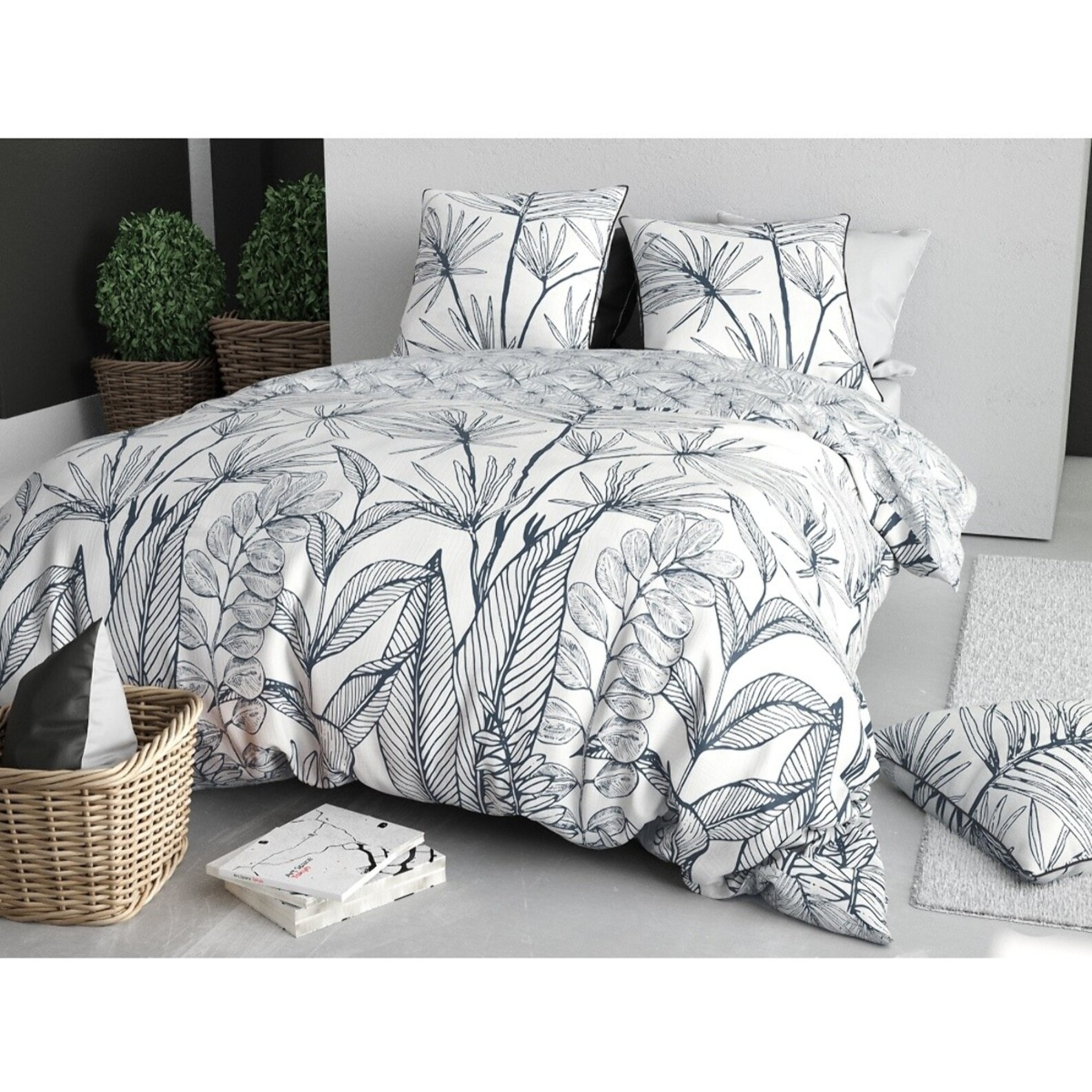 Parure Housse De Couette 3pcs 100% Coton 57 Fils ORPHEE