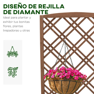 Jardinera con Enrejado Jardinera con Celosía de Madera Macetero con Soporte para Trepadora Cultivos Plantas en Terraza Jardín Balcón 60x30x122,5 cm Natural