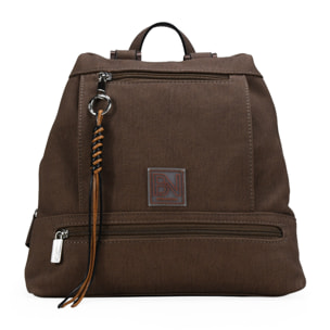 Mochila antirrobo marrón con cremalleras