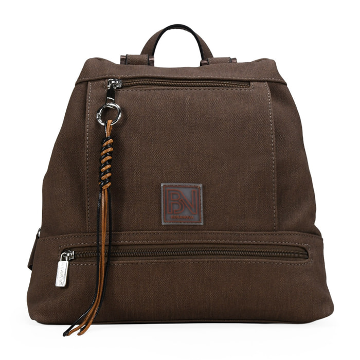 Mochila antirrobo marrón con cremalleras