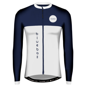 Camiseta ciclismo hombre manga larga color azul/blanco