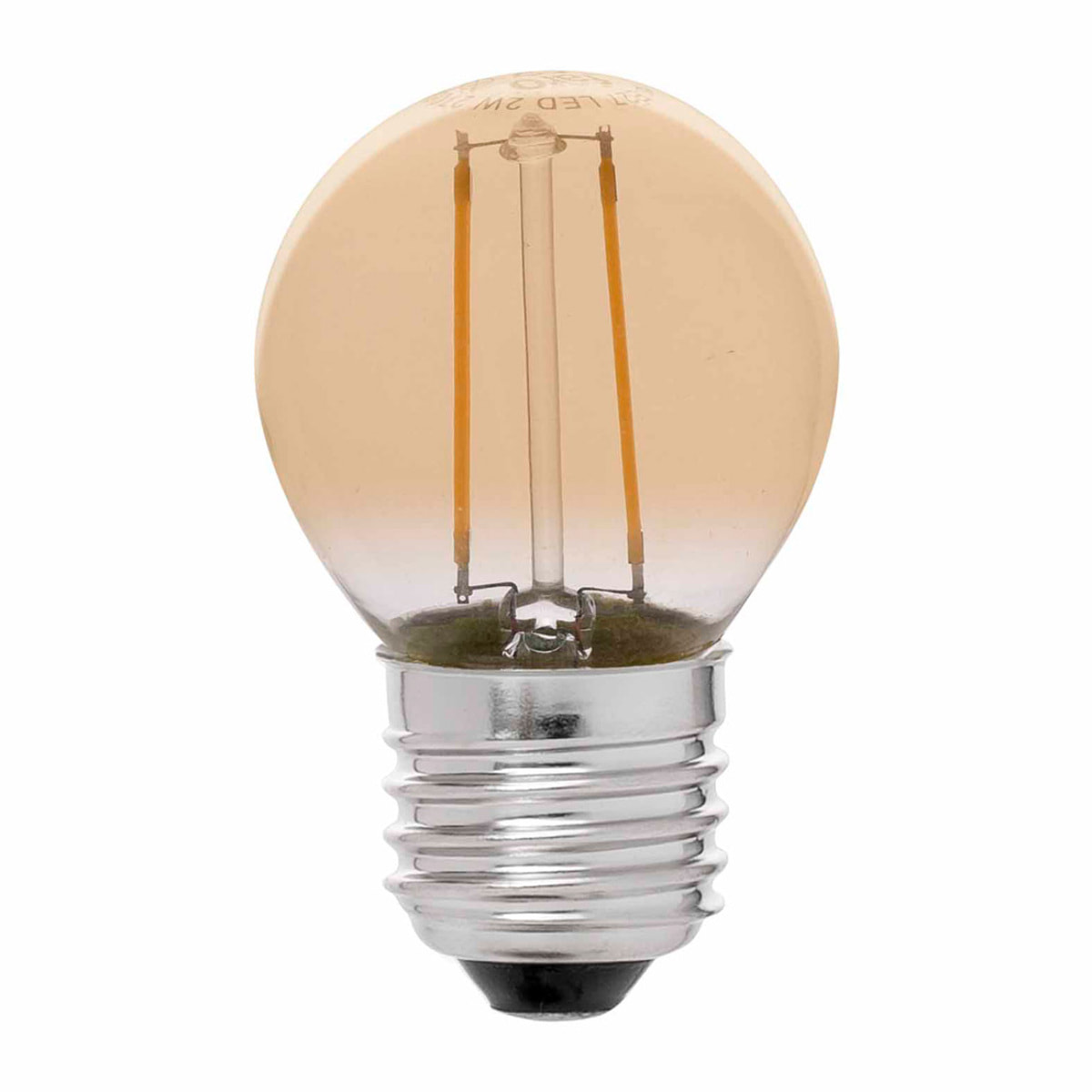 Ampoule G45 E27 LED 2W A FILAMENT AMBRE 2200K