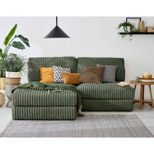 Jasper - module d'assise sans accoudoirs - en fausse fourrure côtelée - Vert