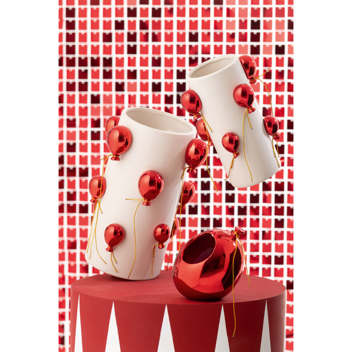 J-Line vase Ballon - céramique - blanc/rouge - large