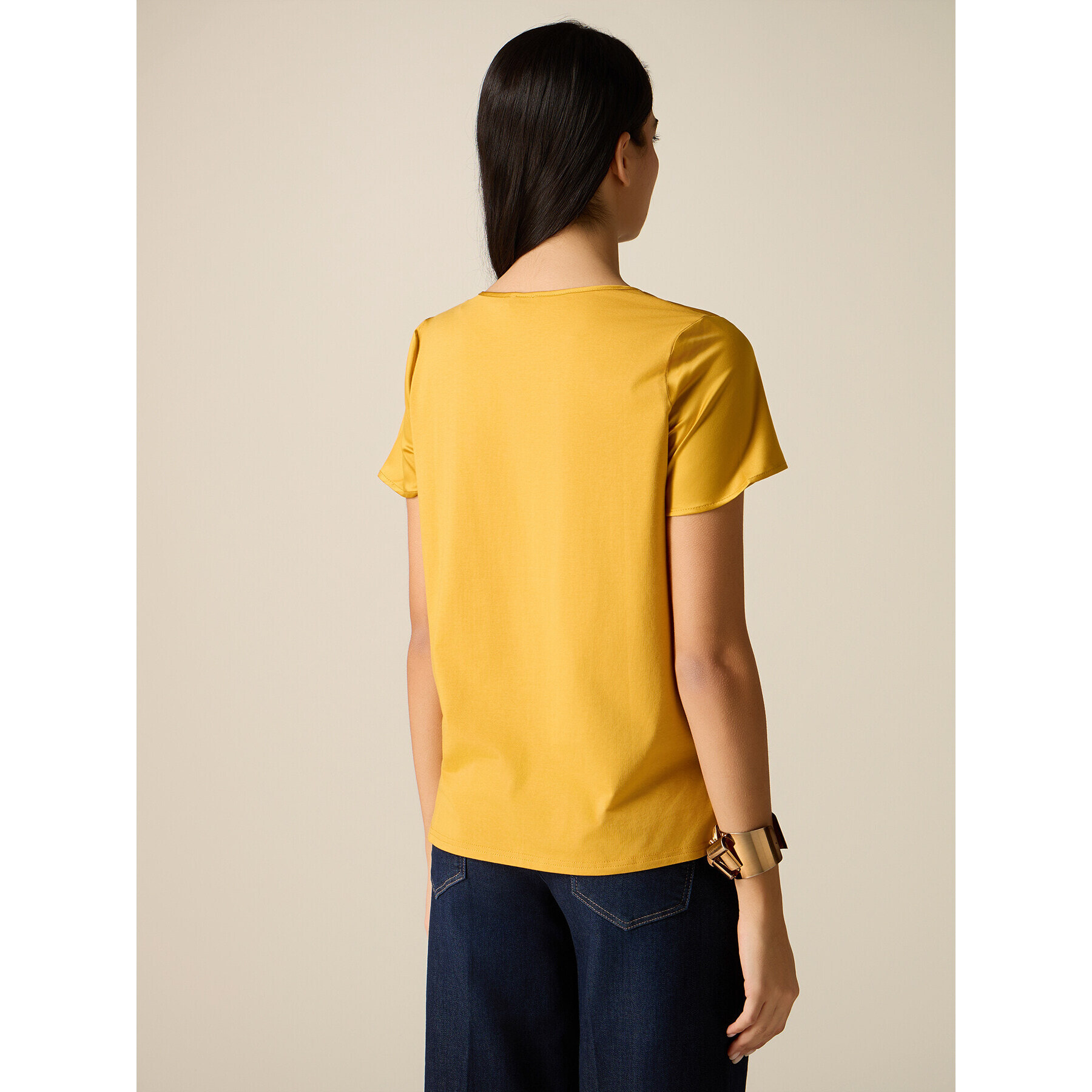 Oltre - T-shirt bimaterica - Giallo