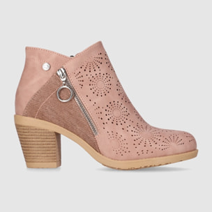 Botines de Piel Sintética - Nude - Tacón: 6 cm
