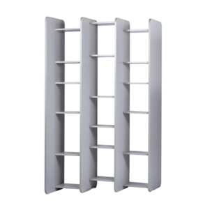 Bibliothèque L141 cm paravent asymétrique 18 étagères grise - XPESCA