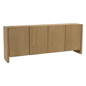 ELLA - Buffet L190 couleur naturelle 4 portes design arrondi