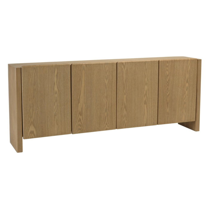 ELLA - Buffet L190 couleur naturelle 4 portes design arrondi