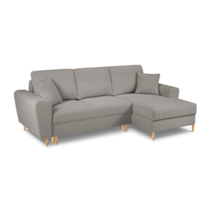 Canapé d'angle droit convertible avec coffre de rangement "Kyoto" 4 places en bouclé gris